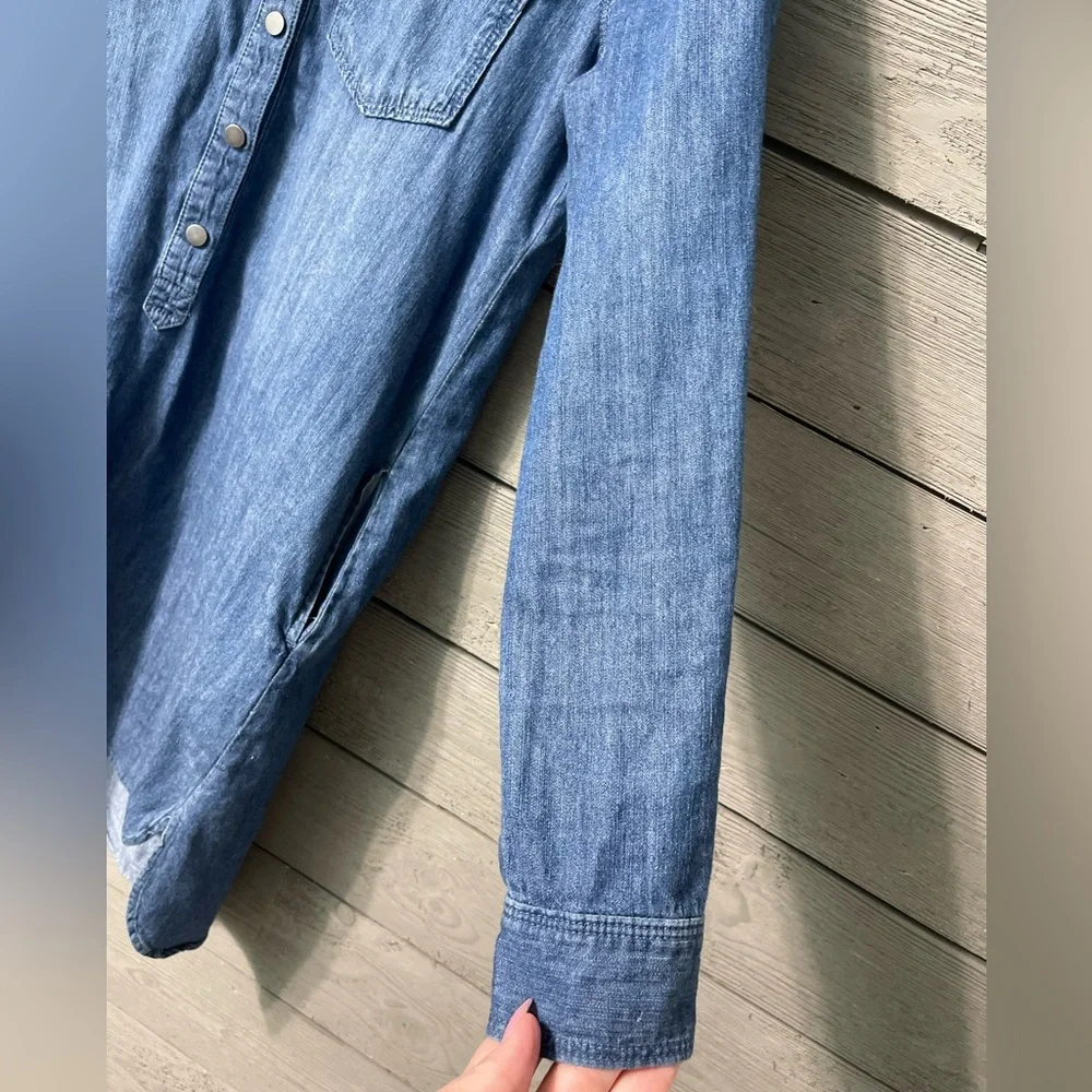 White House Black Market Long Sleeve Denim Button Up Jean Dress Sz 00 - Picture 6 of 15